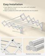 SONGMICS Clothes Drying Rack, Wall-Mounted Drying Rack Clothing, Small - Image 7
