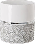 Creative Scents Mirror Damask White and Gray Bathroom Accessories Set - Image 4
