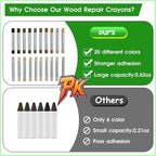Furniture Markers Touch Up, 20 Colors Wood Filler Sticks, Wood Wax Crayons - Image 3