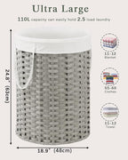 Laundry Basket Round Rattan Laundry Hamper 29.1 Gal Handwoven Large Wicker - Image 5