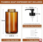 GMISUN Glass Foaming Soap Dispenser, 10 Fl oz / 300ml Amber Glass Soap Dispenser - Image 6