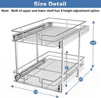 LOVMOR 2 Tier Individual Pull Out Cabinet Organizer 14" W x 21" D, Slide Out - Image 3