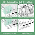 Dish Drainer Rack in Sink Adjustable, Expandable 304 Stainless Steel Metal Dish - Image 7