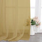 Chyhomenyc Sheer Gold Curtains 90 inches Long 2 Panels, Light Filtering Soft - Image 7