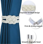 2 Pack Magnetic Curtain Tiebacks, Hand Weave Rope Knot Decorative Curtain - Image 3