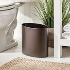 mDesign Stainless Steel Metal Oval Trash Can, 7.9 Liter/2.09 Gallon Wastebasket - Image 2