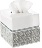 Creative Scents Mirror Damask White and Gray Bathroom Accessories Set - Image 9