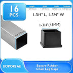 16 Pcs 1-3/4" x 1-3/4" Square Rubber Chair Leg Caps, PVC Table Leg Covers - Image 2