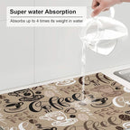 Brown Coffee Maker Beans Theme Microfiber Absorbent Reversible Dish Drying Mat - Image 6