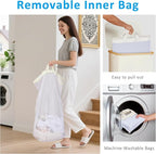 efluky Laundry Basket with Lid and Removable Bag, 100L Tall Laundry Hamper with - Image 4