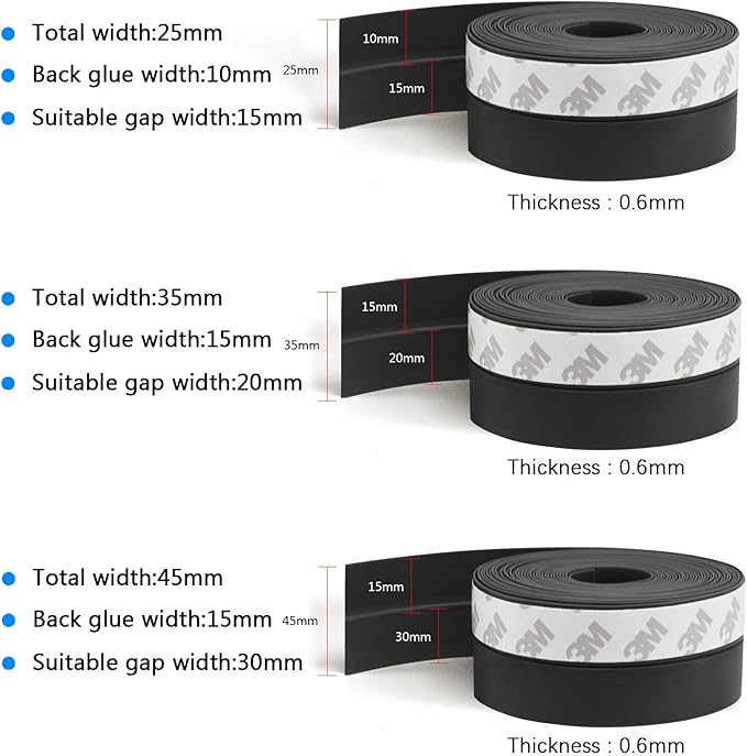 TAROSE Weather Stripping, Silicone Door Seal Strip Door 16 Feet Long Black - Image 2