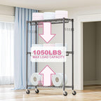 Heavy Duty Rolling Garment Rack 3 Tiers Adjustable Wire Shelving Clothes Rack - Image 5