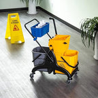 HOMCOM 2 x 6.9 Gallon Mop Water Bucket Wringer Cart - Image 9