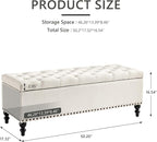Storage Ottoman 50.2 Inches Upholstered Fabric Storage Ottoman Bench，Button - Image 2
