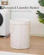 Laundry Basket Round Rattan Laundry Hamper 29.1 Gal Handwoven Large Wicker - Image 2