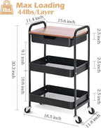 TOOLF 3-Tier Utility Rolling Cart - Image 7