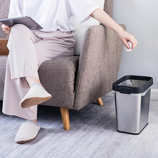 3 Pack Stainless Steel Trash Can 3 Gallon, Open Top Trash Can, Rectangle - Image 2