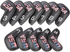 Golf Builder Black Leather USA Golf Club Iron Wedge Head Covers Fit All Brands - Image 3
