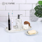 Luxspire Soap Dish Holder, Ceramic Marble Soap Tray Bar Soap Holder - Image 6