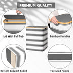 BALEINE Laundry Hamper with Lid, Tall Laundry Baskets with Bamboo Pull Handles - Image 3