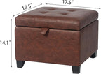 Adeco Faux Leather Storage Ottoman Bench - Image 3
