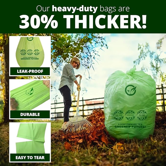 60-64 Gallon Compost bags BPI Certified Compostable Bags Heavy Duty Extra Thick - Image 6