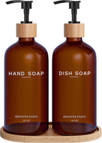 Amber Glass Hand and Dish Soap Dispenser Set by Brighter Barns by BrighterBarns