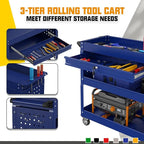 3 Tier Rolling Tool Cart with Drawers, 450 LBS Capacity Tool Cart on Wheels - Image 5