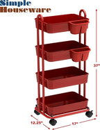 Simple Houseware 4-Tier Multifunctional Rolling Utility Cart - Image 6