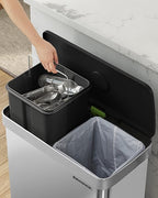 SONGMICS Kitchen Trash Can, 16 Gallon Dual Compartment Garbage Can, 60L Pedal - Image 6