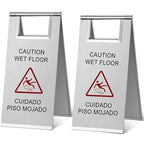 Kigley 2 Pcs Wet Floor Sign, 17 Inch Stainless Steel Caution Wet Floor Sign by Kigley
