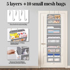 Over The Door Organizer, 5 Shelves Closet Door Hanging Organizer - Image 3