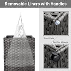 70L Slim Laundry Hamper with Lid & Wheels, Rolling Laundry Basket with 2 - Image 6