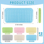 Dunzy 12 Pcs Non Slip Bath Mats 27.6x14.2 Inches TPE Bathtub Mats - Image 2