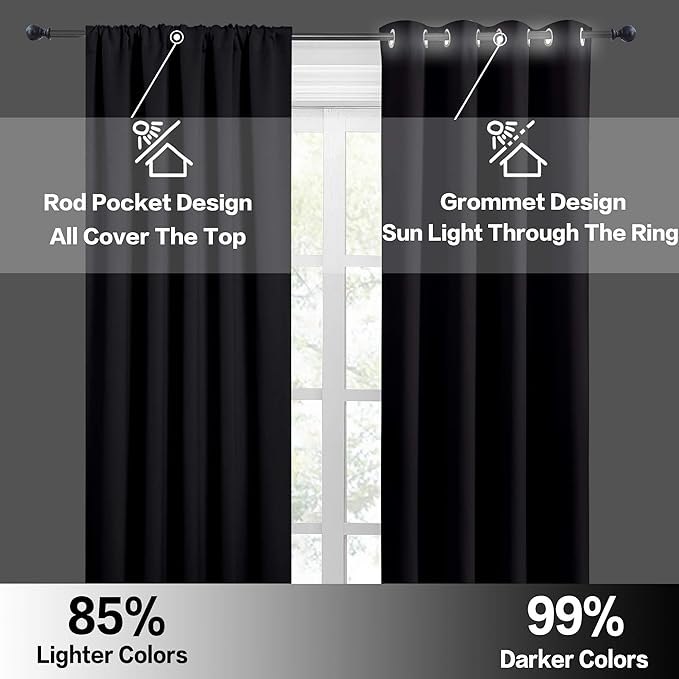 RYB HOME Small Window Curtains Blackout - Image 6
