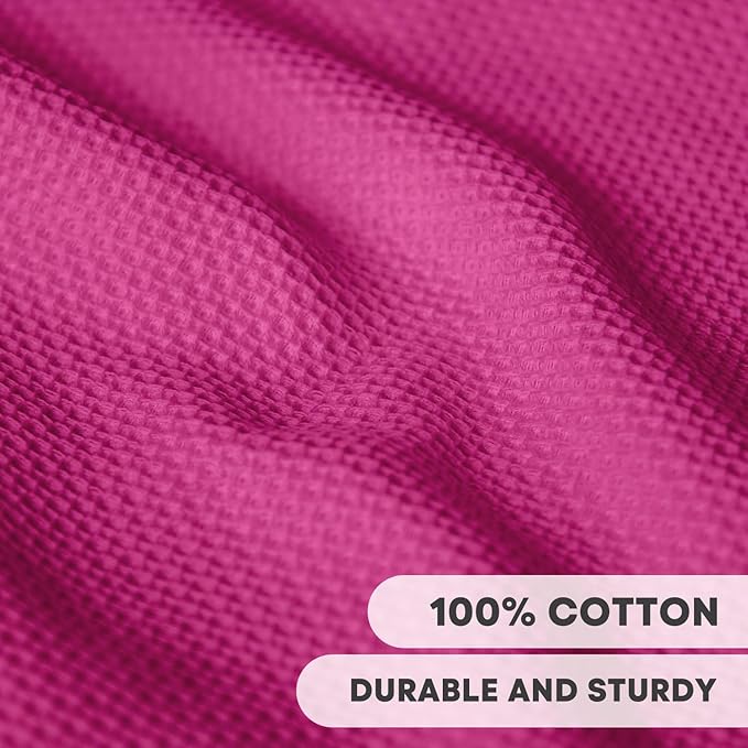 Artoid Mode 100% Cotton Rose Red Waffle Weave Kitchen Dish Cloths, 13x28 Inch - Image 3