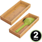 mDesign Wooden Bamboo Drawer Organizer - Image 2