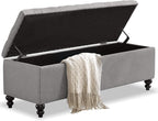 Storage Ottoman 50.2 Inches Upholstered Fabric Bench，Button Tufted - Image 4