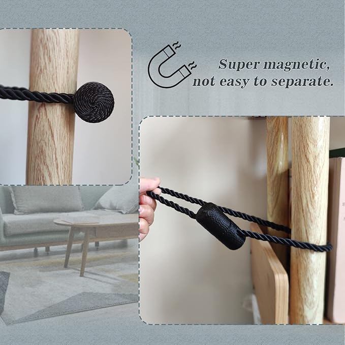 Hion Magnetic Curtain Tiebacks Black 2pcs, Curtain Tiebacks Buckles Holdbacks - Image 7