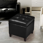 Adeco Storage Ottoman Foot Rest Stool, Leather Ottoman Footstool - Image 2