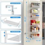 12.3" W Narrow Over the Door Pantry Organizer, 6-Tier Over the Door Organizer - Image 3