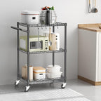 Metal Steel Wire Cart with Wheels, 3 Shelf Rolling Cart, Kitchen Trolley with - Image 7