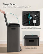 SONGMICS Trash Can, 2 x 8 Gallon Dual-Compartment Garbage Can - Image 5