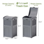Patiowell 36 Gallon Outdoor Trash Can, Resin Outdoor Garbage Can - Image 6