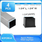 4 Pcs 1-3/4" x 1-3/4" Square Rubber Chair Leg Caps, PVC Table Leg Covers - Image 2