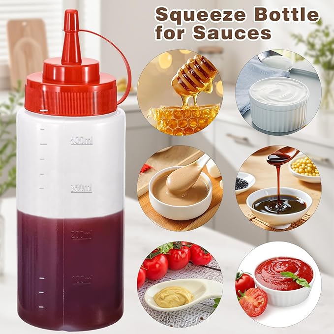 Condiment Squeeze Bottles Ketchup Dispenser, 4 Pack 16oz Squeeze Bottles - Image 5