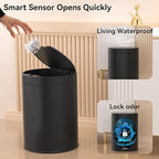 Bathroom Trash Can with Lid 2.6 Gallon Stainless Steel TrashCans Automatic - Image 5