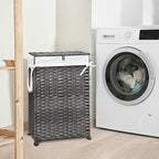 70L Slim Laundry Hamper with Lid & Wheels, Rolling Laundry Basket with 2 - Image 2