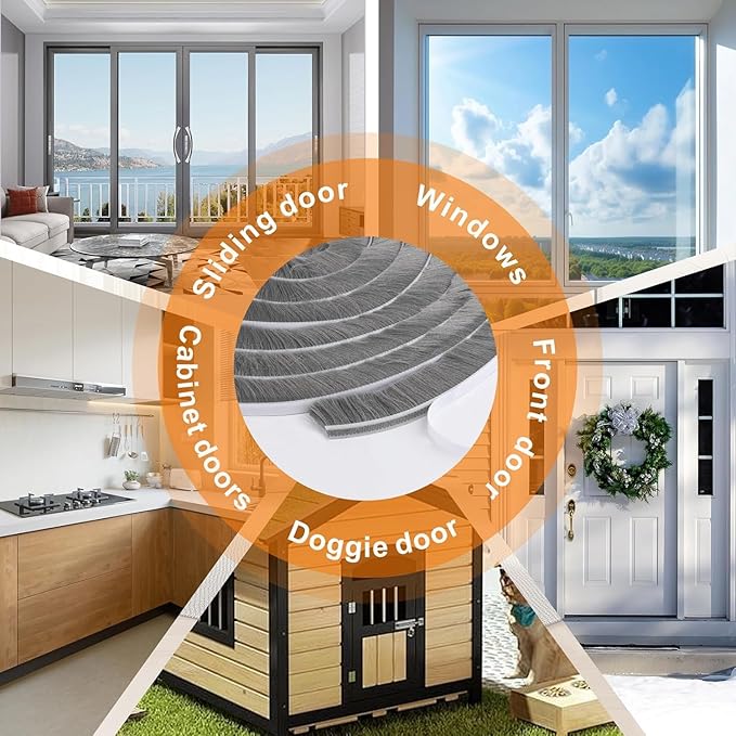 24.6FT Brush Weather Stripping, Neat Pile Self Adhesive Seal Strip - Image 5