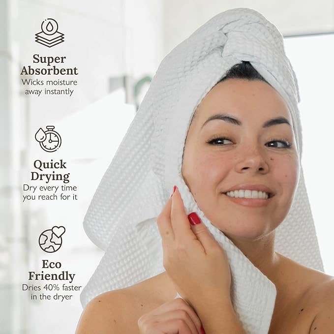GILDEN TREE Waffle Towels for Bathroom, 100% Cotton Quick Dry Towel, Waffle - Image 4